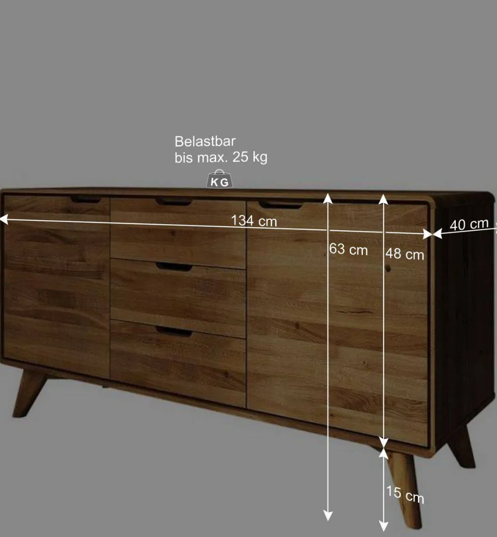 Wohnen Tv & Hifi-Möbel|Lowboards<134x63x40 Holz Sideboard aus Wildeiche - Eavy