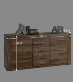 Wohnen Sideboards<158x80x40 Holz Sideboard aus Wildeiche - Maila