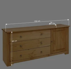 Wohnen Sideboards<152x68x38 Holzkommode mit 3 breiten Schubladen - Imressa