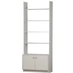 Wohnen Regale<80x200x35 Holzregal in Grau im Skandi Design - Huvina