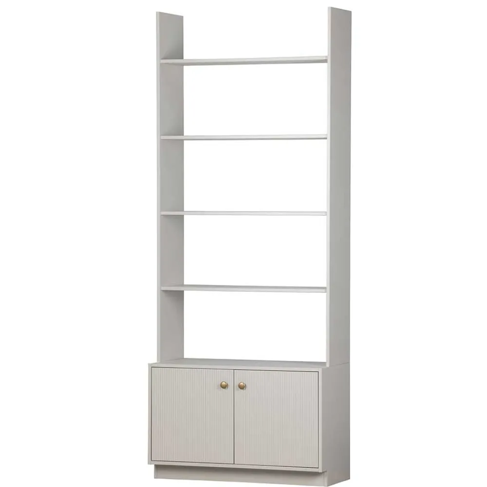 Wohnen Regale<80x200x35 Holzregal in Grau im Skandi Design - Huvina
