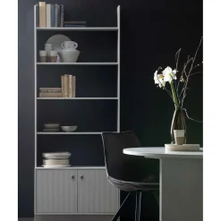 Wohnen Regale<80x200x35 Holzregal in Grau im Skandi Design - Huvina