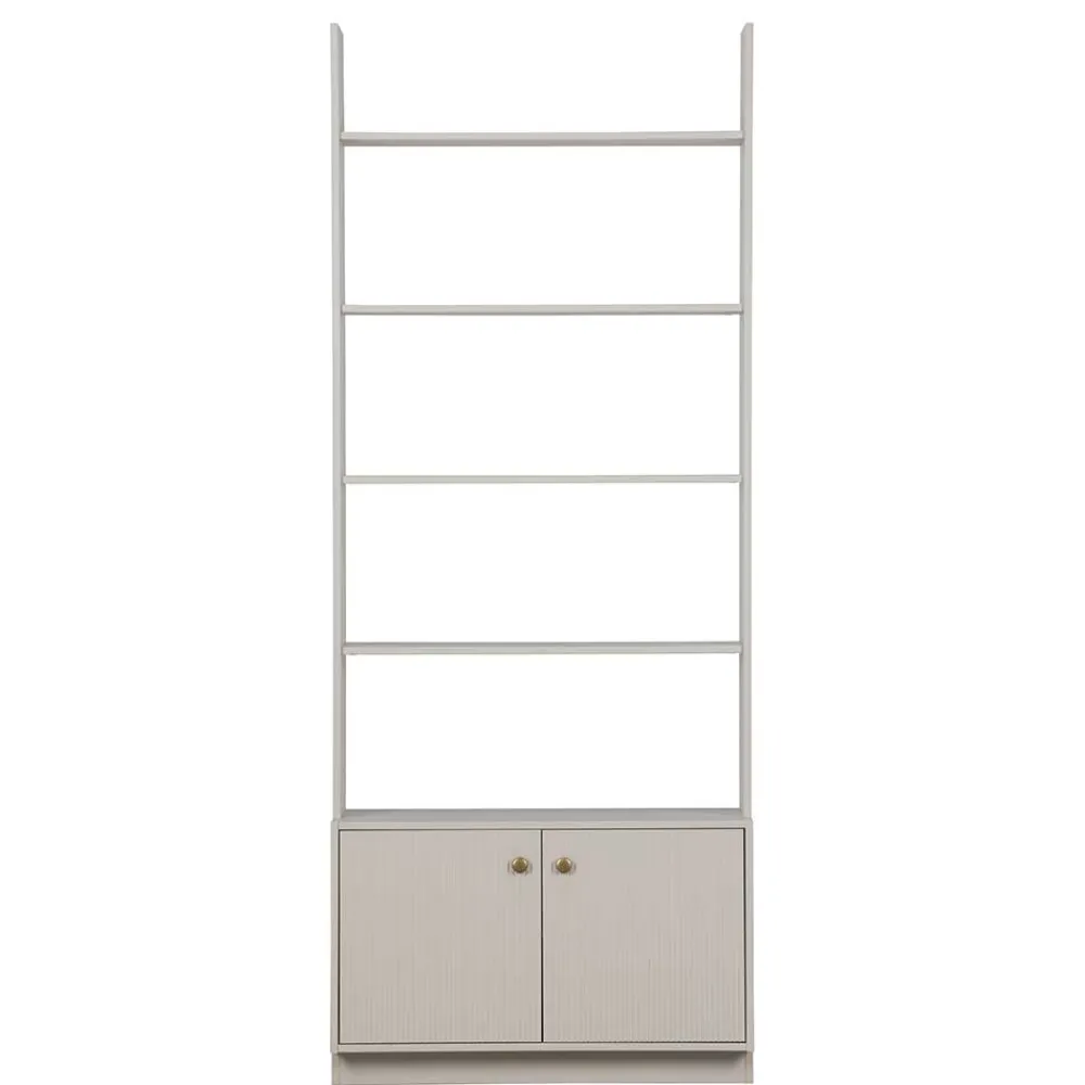 Wohnen Regale<80x200x35 Holzregal in Grau im Skandi Design - Huvina