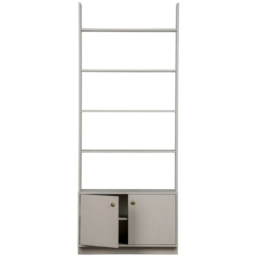 Wohnen Regale<80x200x35 Holzregal in Grau im Skandi Design - Huvina