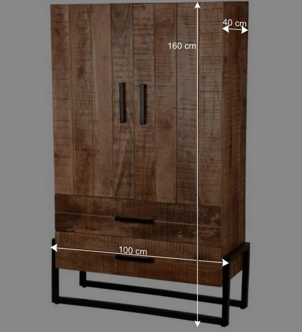 Wohnen Vitrinen<100x160x40 Industrial Schrank mit zwei Türen - Schanow
