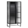 Wohnen Vitrinen<70x143x41 Industrial Vitrine aus Stahl in Schwarz - Toma