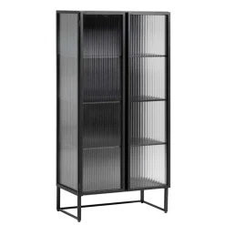 Wohnen Vitrinen<70x143x41 Industrial Vitrine aus Stahl in Schwarz - Toma