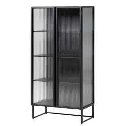 Wohnen Vitrinen<70x143x41 Industrial Vitrine aus Stahl in Schwarz - Toma