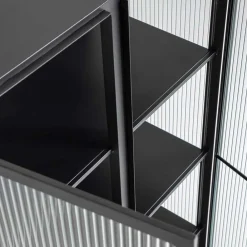 Wohnen Vitrinen<70x143x41 Industrial Vitrine aus Stahl in Schwarz - Toma