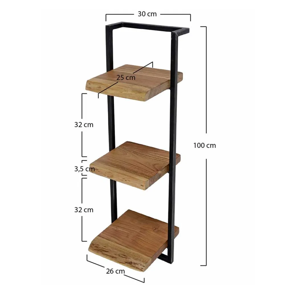 Wohnen Regale<30x100x25 Industry Wandregal mit drei Böden - Ambo