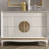 Wohnen Sideboards<128x100x52 Italienische Kommode in Weiß & Gold - Valganios