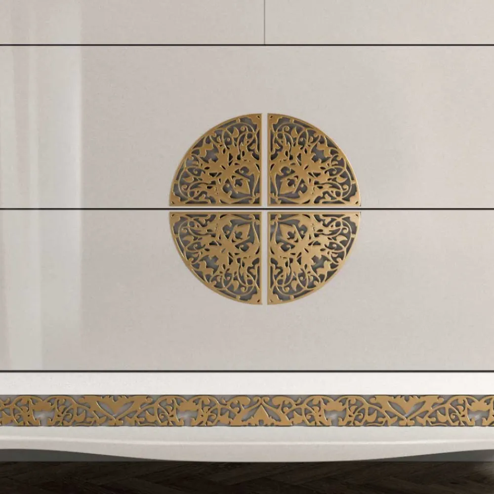 Wohnen Sideboards<128x100x52 Italienische Kommode in Weiß & Gold - Valganios