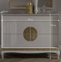 Wohnen Sideboards<128x100x52 Italienische Kommode in Weiß & Gold - Valganios