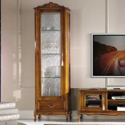Wohnen Vitrinen<58x184x35 Italienische Vitrine in Nussbaum - Carlenna