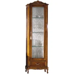 Wohnen Vitrinen<58x184x35 Italienische Vitrine in Nussbaum - Carlenna