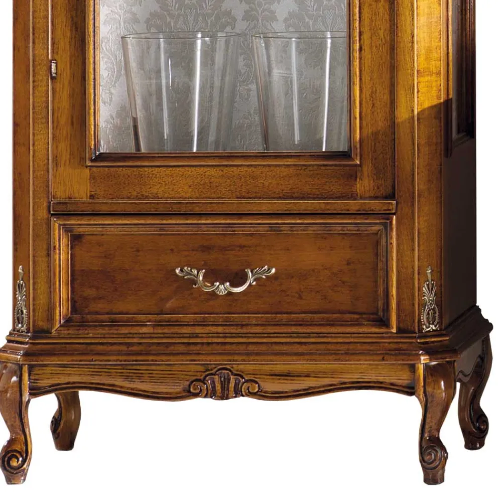 Wohnen Vitrinen<58x184x35 Italienische Vitrine in Nussbaum - Carlenna