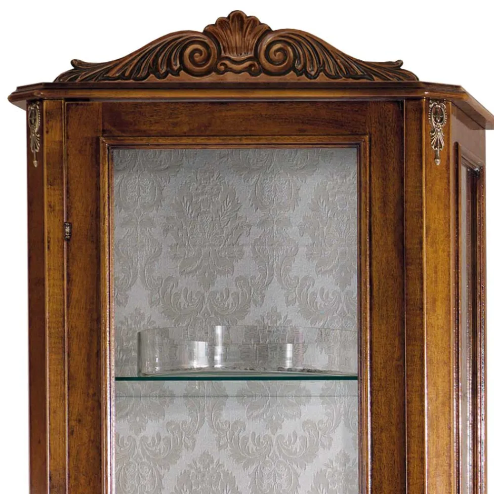 Wohnen Vitrinen<58x184x35 Italienische Vitrine in Nussbaum - Carlenna