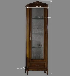 Wohnen Vitrinen<58x184x35 Italienische Vitrine in Nussbaum - Carlenna