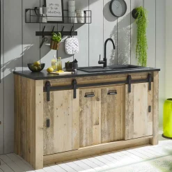 Wohnen Sideboards<161x93x64 Küche Anrichte in Holz verwittert - Garisa