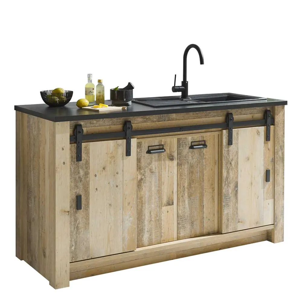 Wohnen Sideboards<161x93x64 Küche Anrichte in Holz verwittert - Garisa