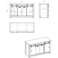 Wohnen Sideboards<161x93x64 Küche Anrichte in Holz verwittert - Garisa