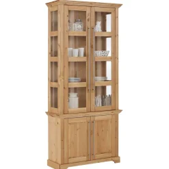 Wohnen Vitrinen<94x210x39 Kiefernholz Vitrine - Landhaus modern - Noellisa