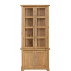 Wohnen Vitrinen<94x210x39 Kiefernholz Vitrine - Landhaus modern - Noellisa