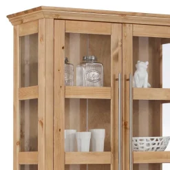 Wohnen Vitrinen<94x210x39 Kiefernholz Vitrine - Landhaus modern - Noellisa