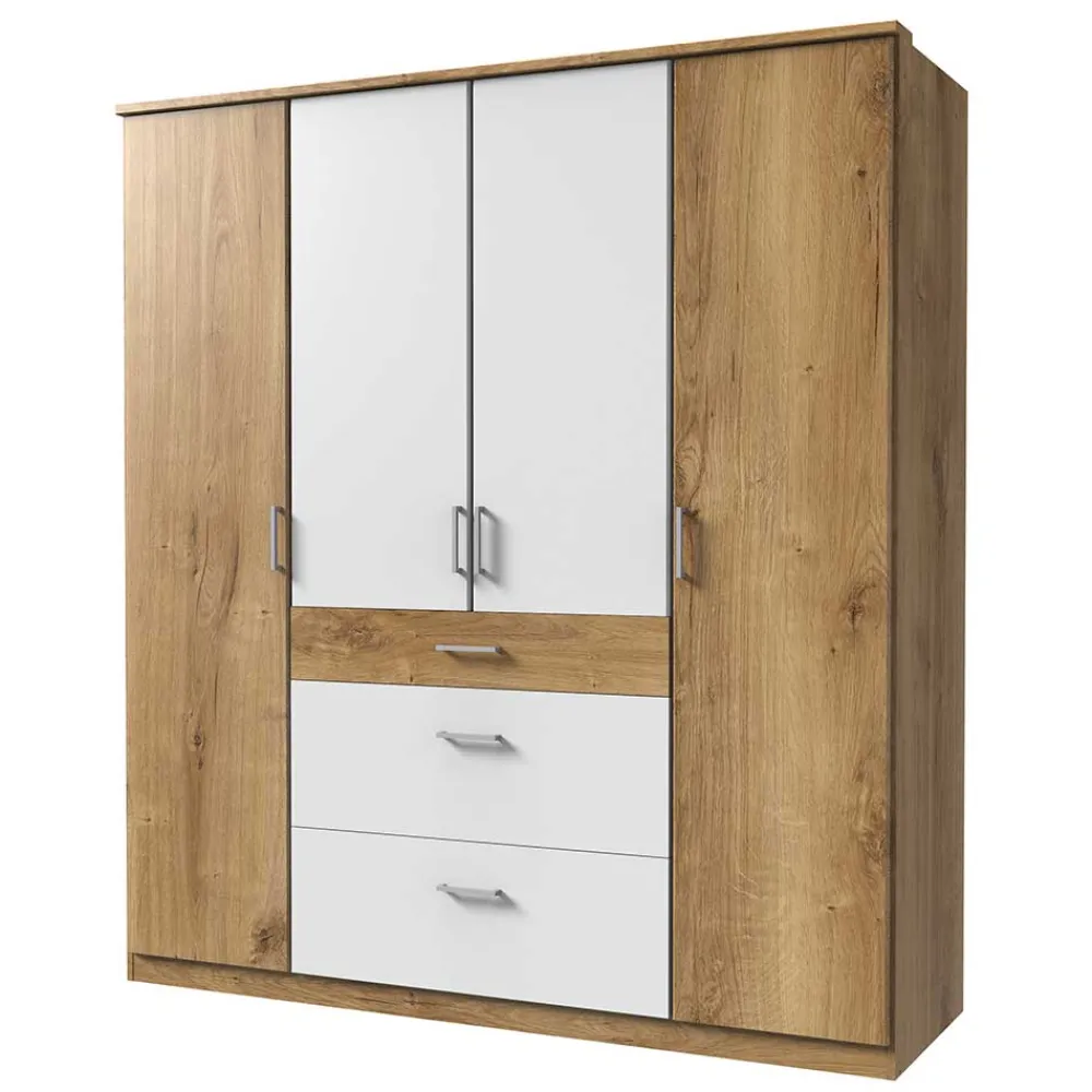 Wohnen Kleiderschränke<179x199x58 Kleiderschrank 4 Türen & 3 Schubladen - Curacao