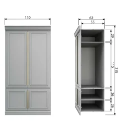Wohnen Kleiderschränke|Schränke<110x215x62 Kleiderschrank in Hellgrau - Emra