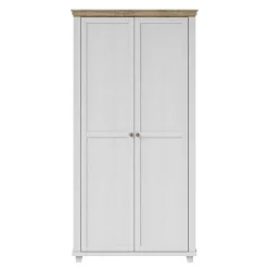 Wohnen Kleiderschränke<108x216x62 Kleiderschrank in Weiß & Holzoptik verwittert - Tyrcio