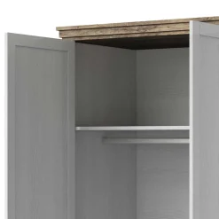 Wohnen Kleiderschränke<108x216x62 Kleiderschrank in Weiß & Holzoptik verwittert - Tyrcio