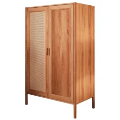 Wohnen Schränke<108x175x60 Kleiderschrank mit Wiener Geflecht Tür - Indrya