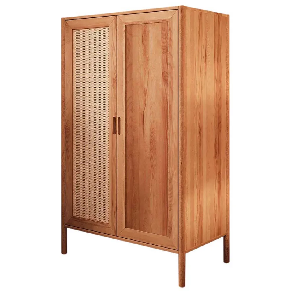 Wohnen Schränke<108x175x60 Kleiderschrank mit Wiener Geflecht Tür - Indrya