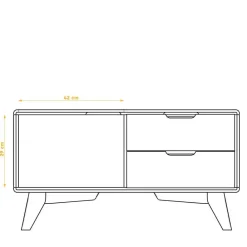 Wohnen Tv & Hifi-Möbel|Lowboards<90x48x40 Kleine Kommode in Wildeiche & Weiß - Diesta