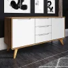 Wohnen Tv & Hifi-Möbel|Lowboards<134x63x40 Kombi Kommode in Weiß & Wildeiche Natur - Diesta