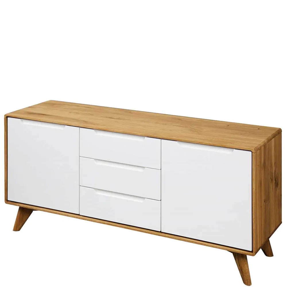 Wohnen Tv & Hifi-Möbel|Lowboards<134x63x40 Kombi Kommode in Weiß & Wildeiche Natur - Diesta