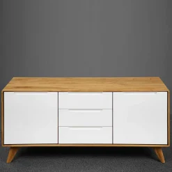 Wohnen Tv & Hifi-Möbel|Lowboards<134x63x40 Kombi Kommode in Weiß & Wildeiche Natur - Diesta