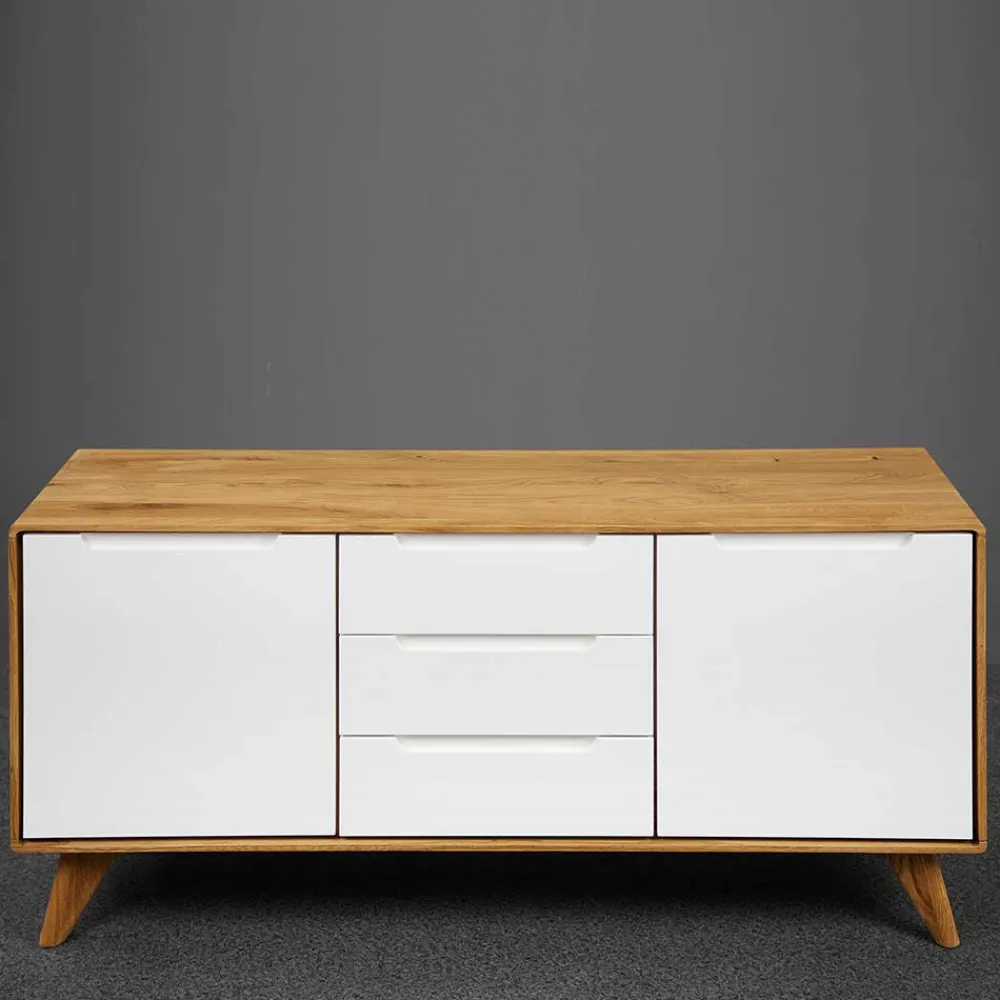 Wohnen Tv & Hifi-Möbel|Lowboards<134x63x40 Kombi Kommode in Weiß & Wildeiche Natur - Diesta