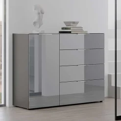 Wohnen Sideboards<134x102x42 Kombi Kommode mit Glas Front - Ruudy