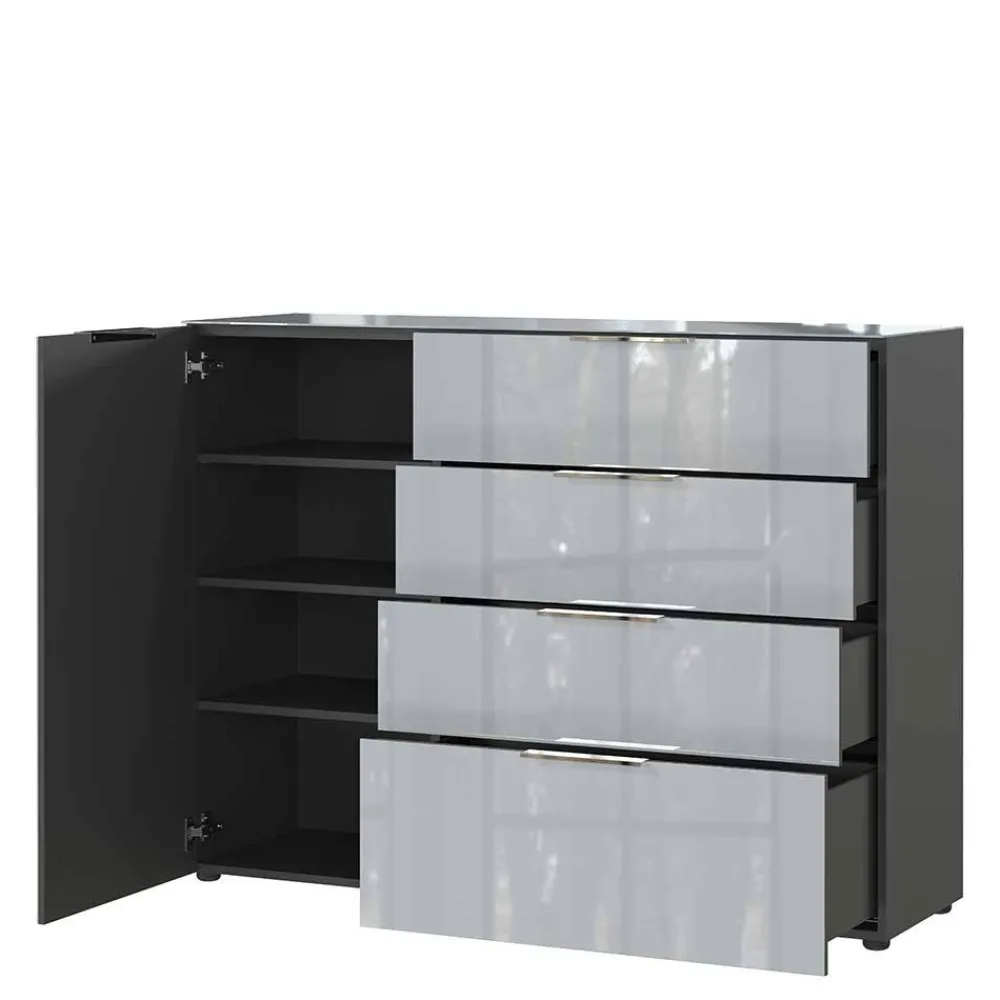 Wohnen Sideboards<134x102x42 Kombi Kommode mit Glas Front - Ruudy