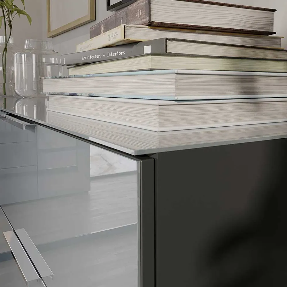 Wohnen Sideboards<134x102x42 Kombi Kommode mit Glas Front - Ruudy