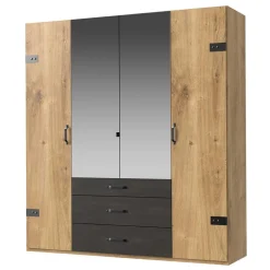 Wohnen Kleiderschränke|Schränke<200x216x58 Kombi-Kleiderschrank mit Spiegeln - Bram
