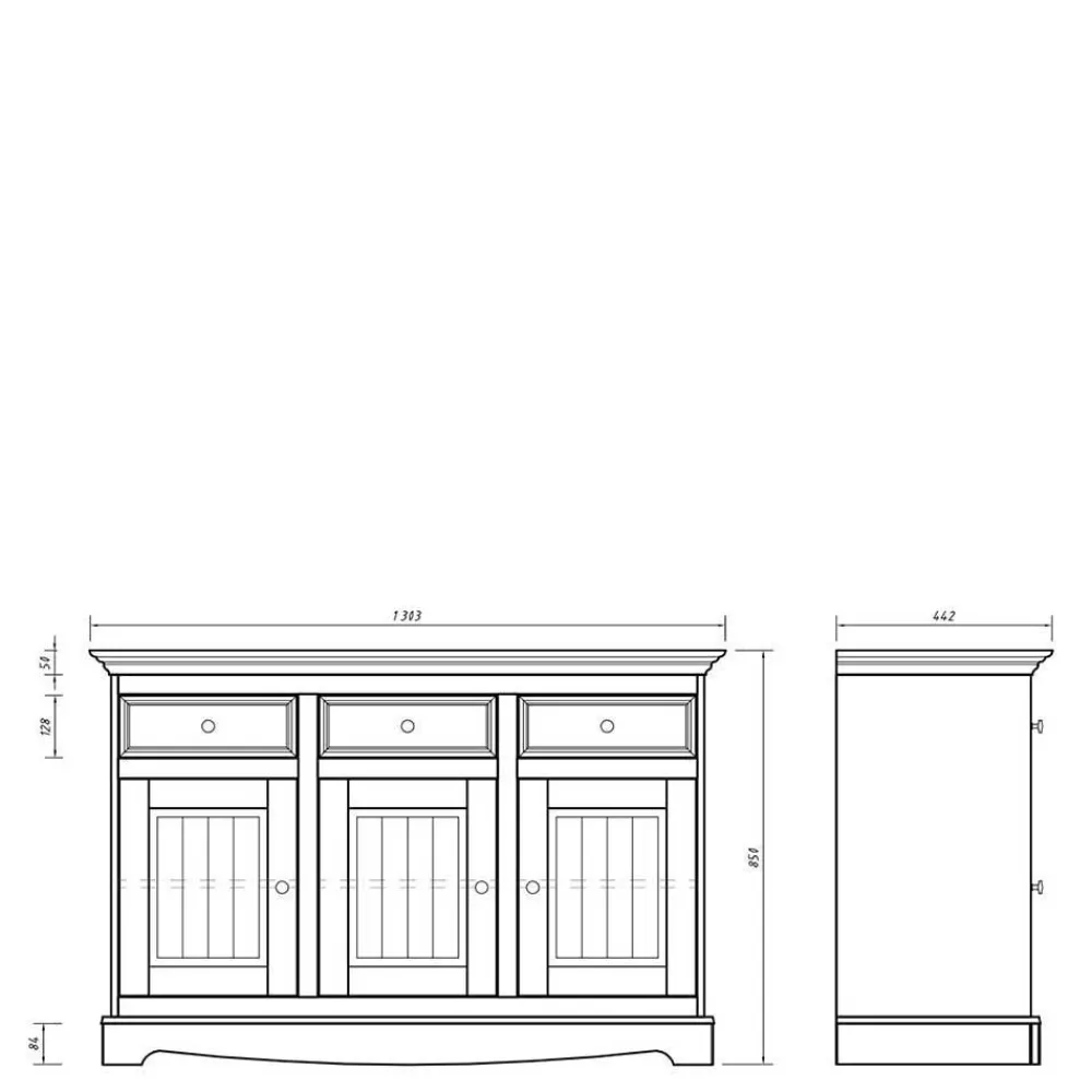Wohnen Sideboards<130x85x45 Kombi-Kommode im Modern Country Style - Vitablo