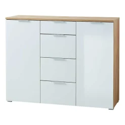 Wohnen Sideboards<135x105x40 Kombikommode in Weiß & Eiche - Reestyl