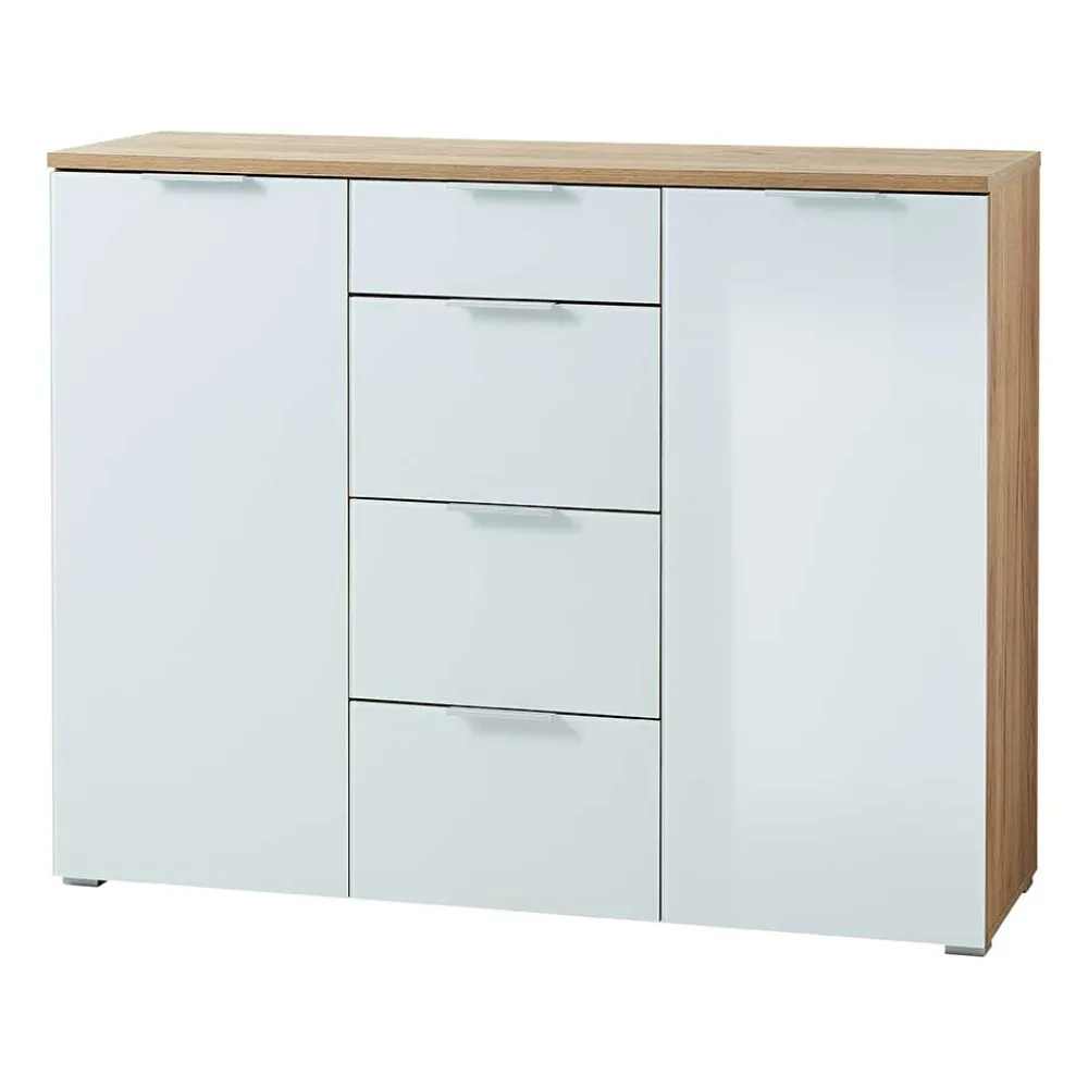 Wohnen Sideboards<135x105x40 Kombikommode in Weiß & Eiche - Reestyl