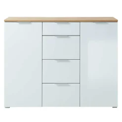 Wohnen Sideboards<135x105x40 Kombikommode in Weiß & Eiche - Reestyl