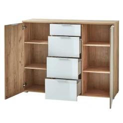 Wohnen Sideboards<135x105x40 Kombikommode in Weiß & Eiche - Reestyl