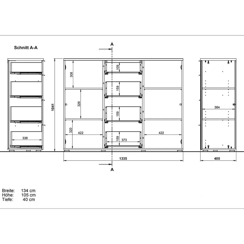 Wohnen Sideboards<135x105x40 Kombikommode in Weiß & Eiche - Reestyl