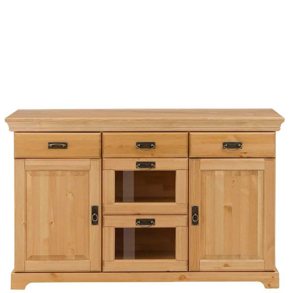Wohnen Sideboards<145x84x40 Kommode aus Holz mit Glas - Arendu